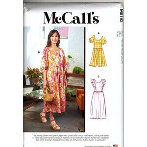 McCall's M8192 Misses 16 to 24 Pullover Dresses New Uncut Sewing Pattern